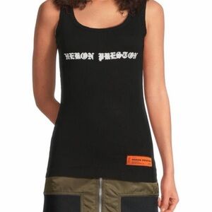 Heron Preston Black Tank with White Logo